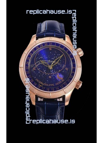 Patek Philippe 6102R Grand Compilations Handwind Swiss Replica Watch - Rugged Bezel Blue Dial