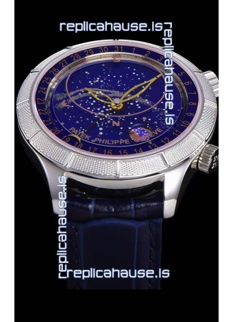 Patek Philippe 6102R Grand Compilations Handwind Swiss Replica Watch - Rugged Bezel Blue Dial