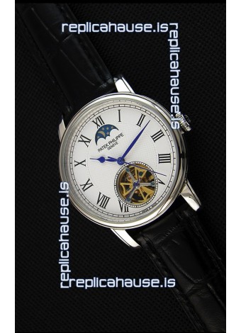 Patek Philippe Japanese MoonPhase Tourbillon Replica Watch White Dial