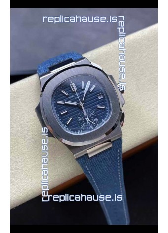 Patek Philippe Nautilus 5980/60G-001 904L Steel Case in Blue Dial Fabric Strap - 1:1 Mirror Replica
