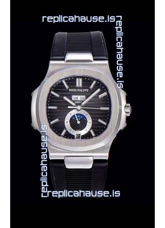 Patek Philippe Nautilus 5726A 1:1 Mirror Swiss Watch Black Dial Rubber Strap 
