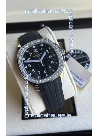 Patek Philippe Aquanaut 5267 Swiss Replica Black Dial in Stainless Steel Diamonds Bezel 38.5MM