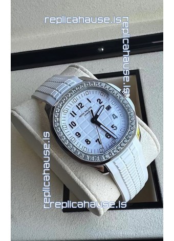 Patek Philippe Aquanaut 5267 Swiss Replica White Dial in Stainless Steel Diamonds Bezel 38.5MM