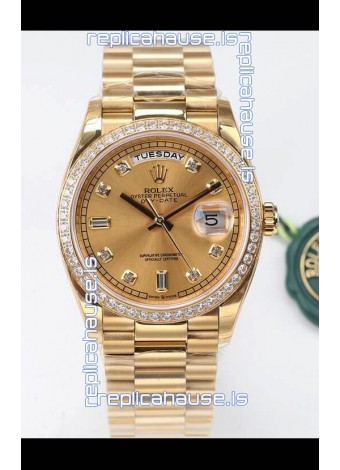 Rolex Day Date Presidential 18K Yellow Gold Watch 36MM - Gold Dial 1:1 Mirror Quality