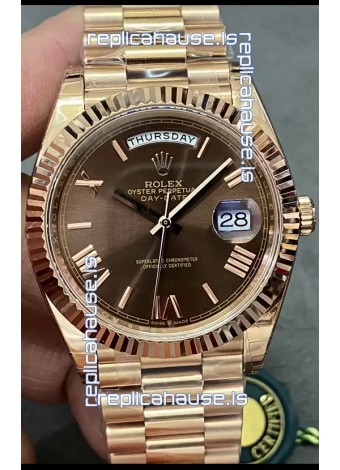 Rolex Day Date Presidential 18K Rose Gold Watch 40MM - Brown Dial 1:1 Mirror Quality