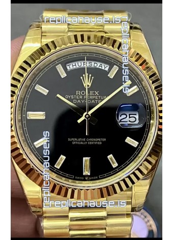 Rolex Day Date Presidential 18K Yellow Gold Watch 40MM - Black Dial 1:1 Mirror Quality