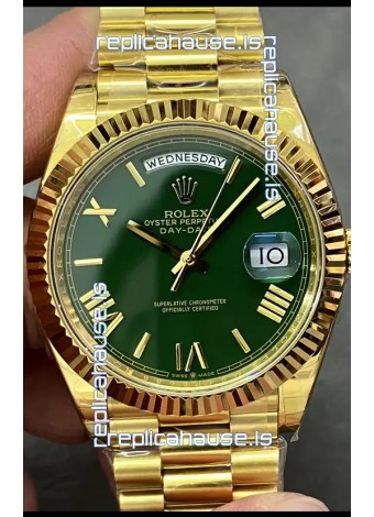 Rolex Day Date Presidential 18K Yellow Gold Watch 40MM - Green Dial 1:1 Mirror Quality
