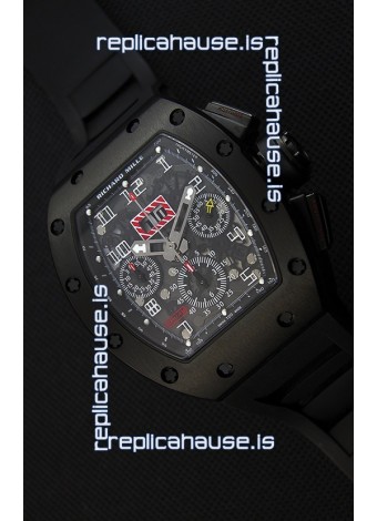 Richard Mille RM011-FM Felipe Massa Black Ceramic Case Watch in Black Strap