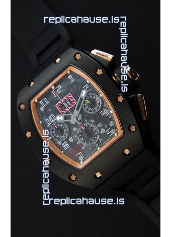Richard Mille RM011-FM Felipe Massa Black Ceramic Case Watch in Black Strap