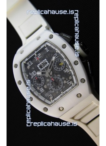 Richard Mille RM011-FM Felipe Massa White Ceramic Case Watch in White Strap