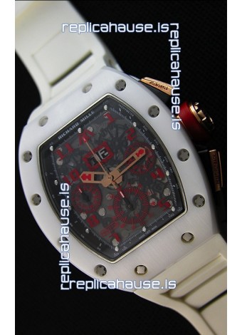Richard Mille RM011-FM Felipe Massa White Ceramic Case Watch in White Strap