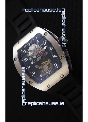 Richard Mille RM001 Evolution Tourbillon Swiss Replica Watch with Brushed Steel Case