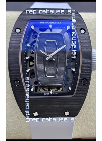 Richard Mille RM07 Black Carbon Casing White Strap 1:1 Superclone Swiss Replica Watch 