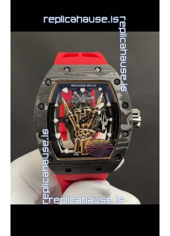 Richard Mille RM66 Flying Genuine Tourbillon Black Carbon Red Strap Superclone Replica Watch 