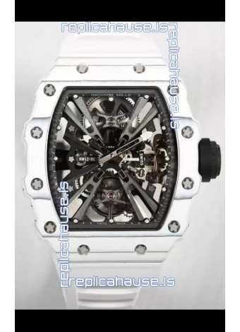 Richard Mille RM12-01 White Carbon Fiber Case Genuine Tourbillon Movement 1:1 Mirror Replica Watch