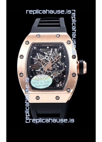 Richard Mille RM035 AMERICAS 18K Rose Gold Replica Watch in Black Strap