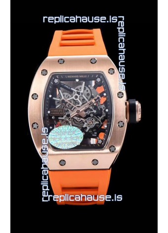 Richard Mille RM035 AMERICAS 18K Rose Gold Replica Watch in Orange Strap