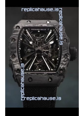 Richard Mille RM12-01 Carbon Fiber Case Genuine Tourbillon Movement 1:1 Mirror Replica Watch