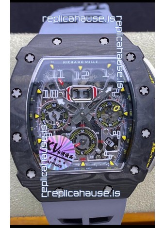 Richard Mille RM011 Felipe Massa 1:1 Mirror Black Forged Carbon Case Grey Strap