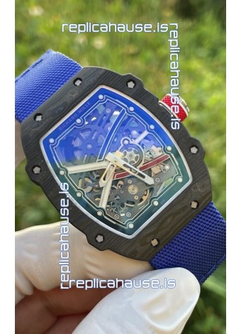 Richard Mille Super Clone RM67-02 Sebastien Ogier Black Carbon TPT 37 Grams Watch Blue Strap 