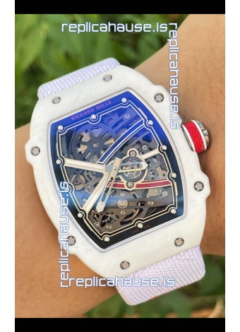 Richard Mille Super Clone RM67-02 Alexis Pinturault White Quartz TPT 37 Grams Watch White Strap