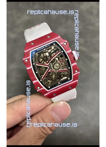 Richard Mille Super Clone RM67-02 Mutaz Barshim Red Carbon TPT 37 Grams Watch White Strap