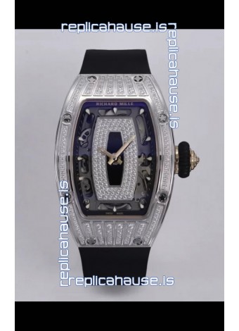 Richard Mille Super Clone RM07-01 Diamonds Paved 904L Steel Casing Automatic Replica Watch