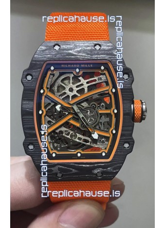 Richard Mille Super Clone RM67-02 Black Carbon TPT 37 Grams Watch Orange Strap