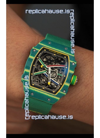 Richard Mille Super Clone RM67-02 Wayde Van Niekerk Green Carbon TPT 37 Grams Watch Green Strap