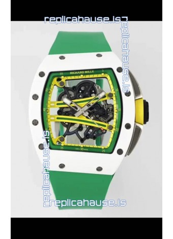 Richard Mille Super Clone RM61-01 White Ceramic Green Strap Swiss Replica Watch