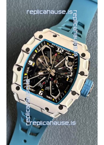 Richard Mille RM35-03 Rafael Nadal Edition White Carbon Fiber Casing 1:1 Mirror Replica Watch in Blue Strap