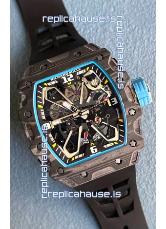 Richard Mille RM35-03 Rafael Nadal Edition Black Carbon Fiber Casing 1:1 Mirror Replica Watch in Black Strap