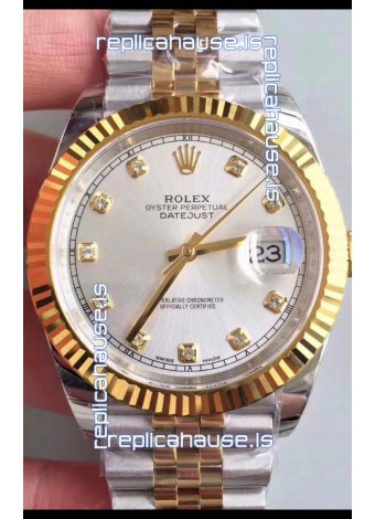 Rolex Datejust 41MM Cal.3135 Movement Swiss Replica Watch in 904L Steel Two Tone Casing Gold Dial