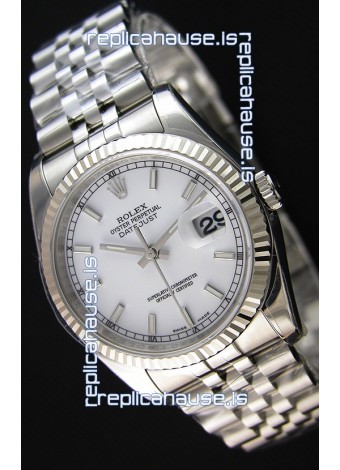 Rolex Datejust 36MM Cal.3135 Movement Swiss Replica White Dial Jubilee Strap - Ultimate 904L Steel Watch 