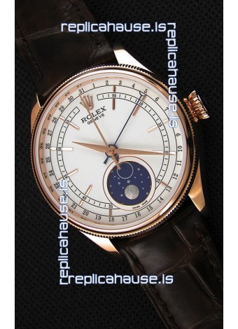 Rolex Cellini Moonphase Rose Gold REF# 50535 Swiss Replica Watch 