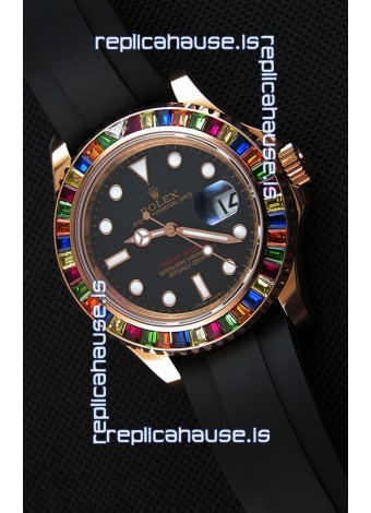 Rolex Yachtmaster 116695 Everose Gold Diamonds Cal.3135 Swiss 1:1 Ultimate 904L Steel Watch