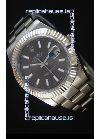 Rolex Datejust Japanese Replica Watch - Grey Dial in 41MM with Oyster Strap