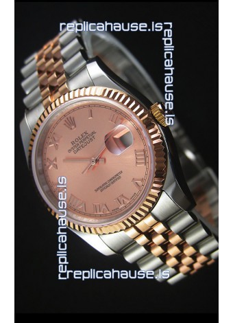 Rolex Datejust Replica Japanese Watch - Two Tone Rose Gold Plating with Champange Dial in 36MM Casing