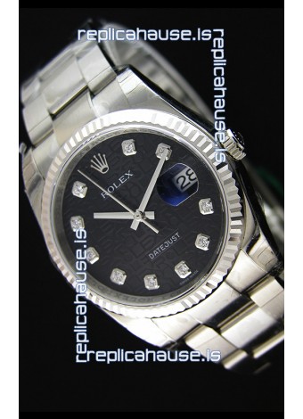 Rolex Datejust Japanese Replica Watch - Black Dial in 36MM with Oyster Strap