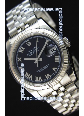Rolex Datejust Japanese Replica Watch - Black Dial in 36MM with Jubilee Strap