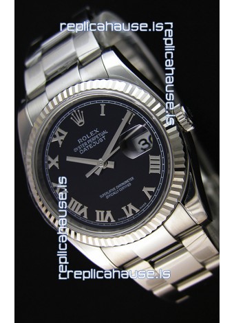 Rolex Datejust Japanese Replica Watch - Black Dial in 36MM with Oyster Strap