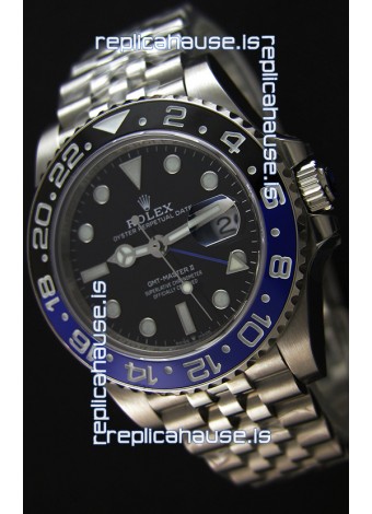 Rolex GMT Masters Batman Japanese Replica Movement Watch in Jubilee Strap 