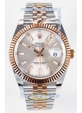 Rolex Super Clone Datejust ETA 3235 Movement 41MM Two Tone Rose Gold Plating Steel Dial Watch