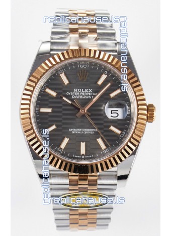 Rolex Super Clone Datejust ETA 3235 Movement 41MM Two Tone Rose Gold Plating Fluted Dial Watch