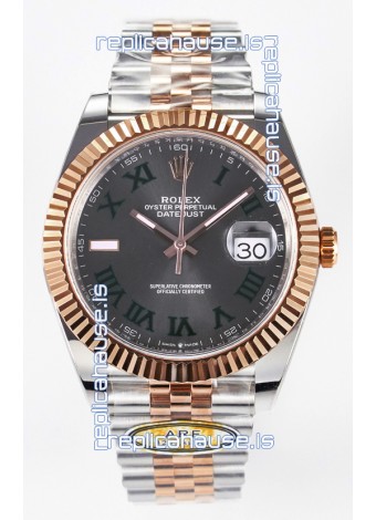 Rolex Super Clone Datejust ETA 3235 Movement 41MM Two Tone Rose Gold Plating Roman Dial Watch