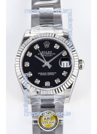 Rolex Super Clone Datejust ETA 2688 Movement 31MM Stainless Steel Black Dial Watch 