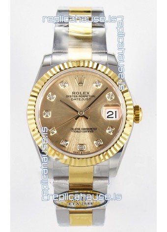 Rolex Super Clone Datejust ETA 2688 Movement 31MM Two Tone Yellow Gold Watch and Dial