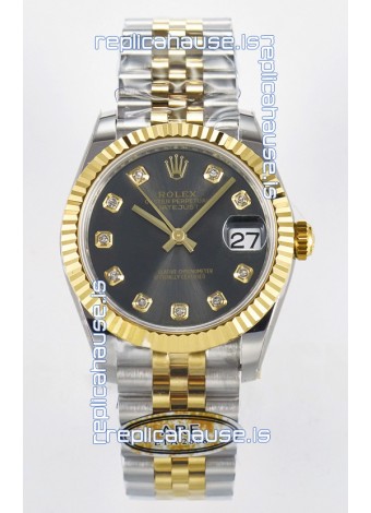 Rolex Super Clone Datejust ETA 2688 Movement 31MM Two Tone Yellow Gold Swiss Grey Dial