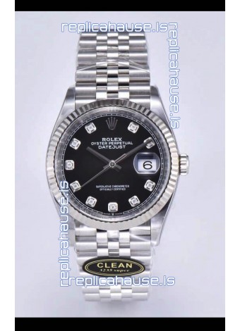 Rolex Datejust 126234 36MM Swiss Replica in 904L Steel in Black Dial 1:1 Mirror Replica