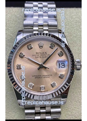 Rolex Datejust 31MM Swiss 1:1 Mirror Replica in 904L Steel - Champange Dial